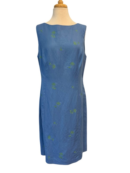 Annie Alexander Dresses & Skirts - Annie Alexander Linen Blend Palm Tree Embroidered Sheath Dress Size 14